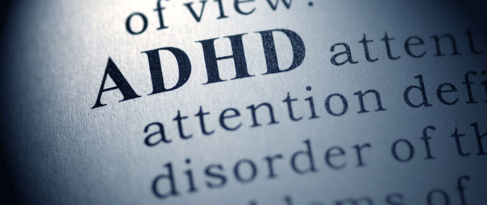 Dictionary page showing the definition of ADHD